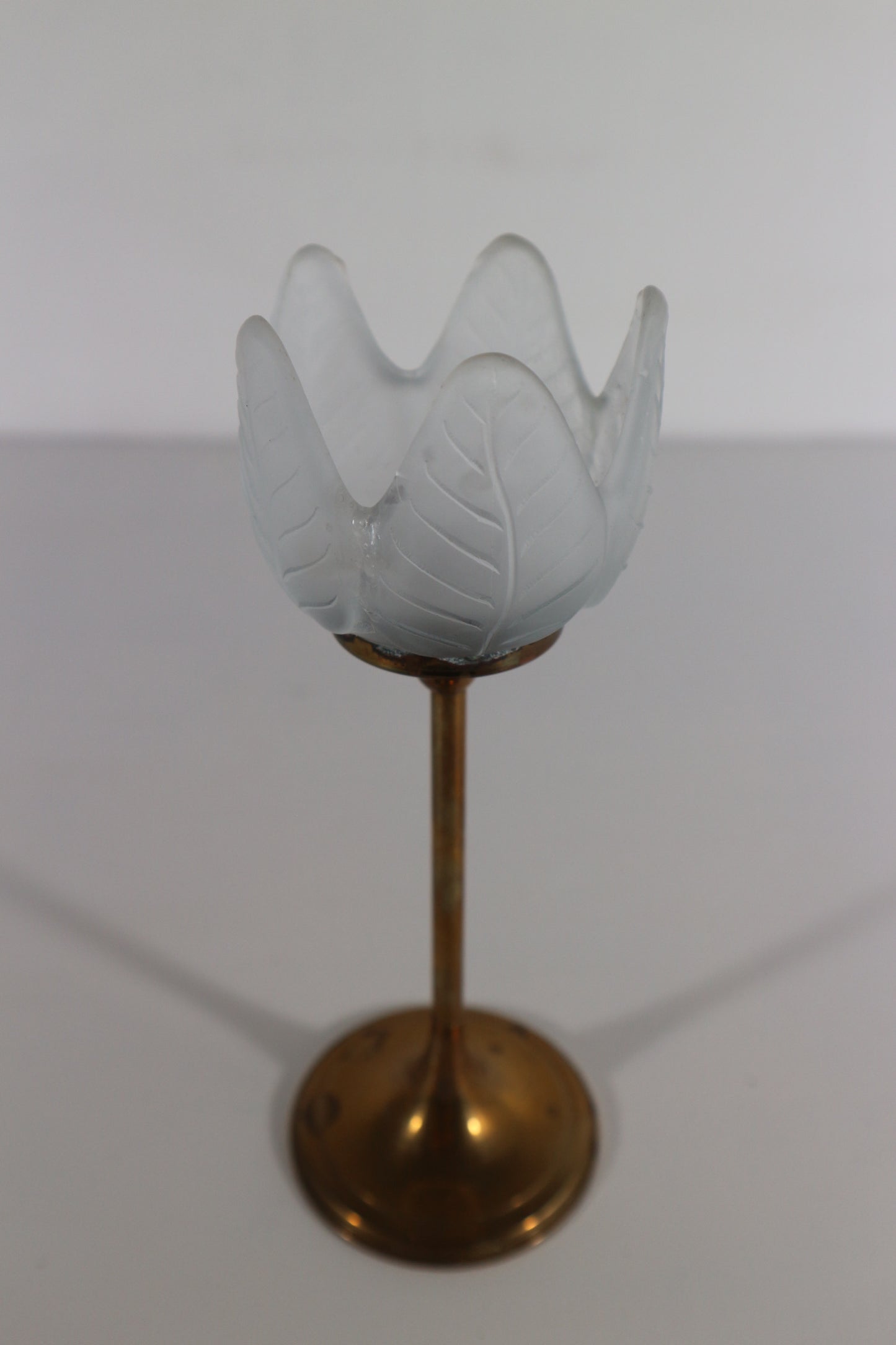 Waxinelichthouder messing/glas