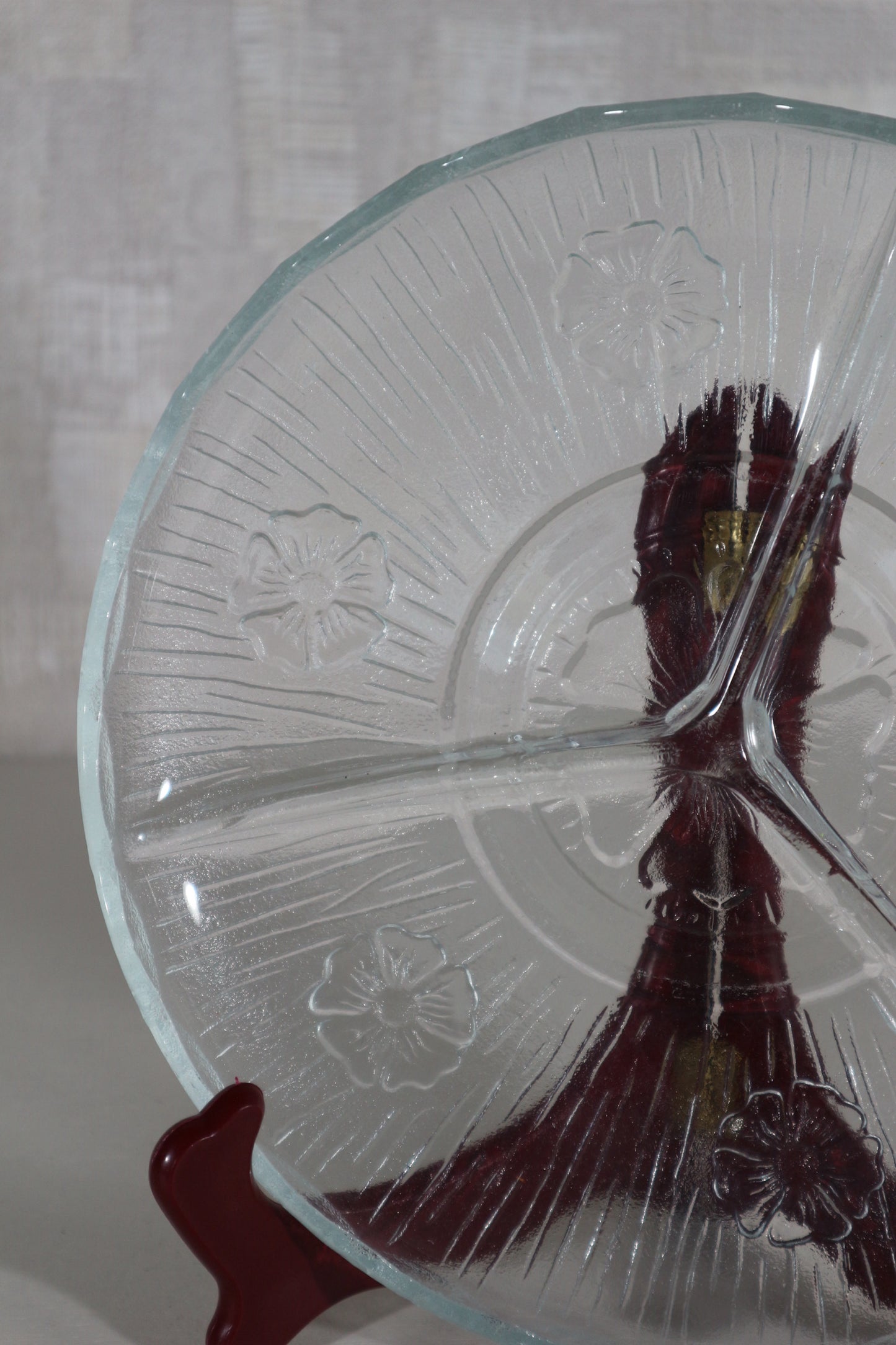 Drievaksschaal glas bloem