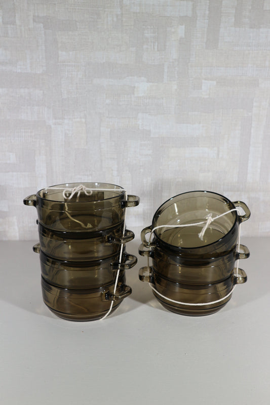 Soepkommen set rookglas