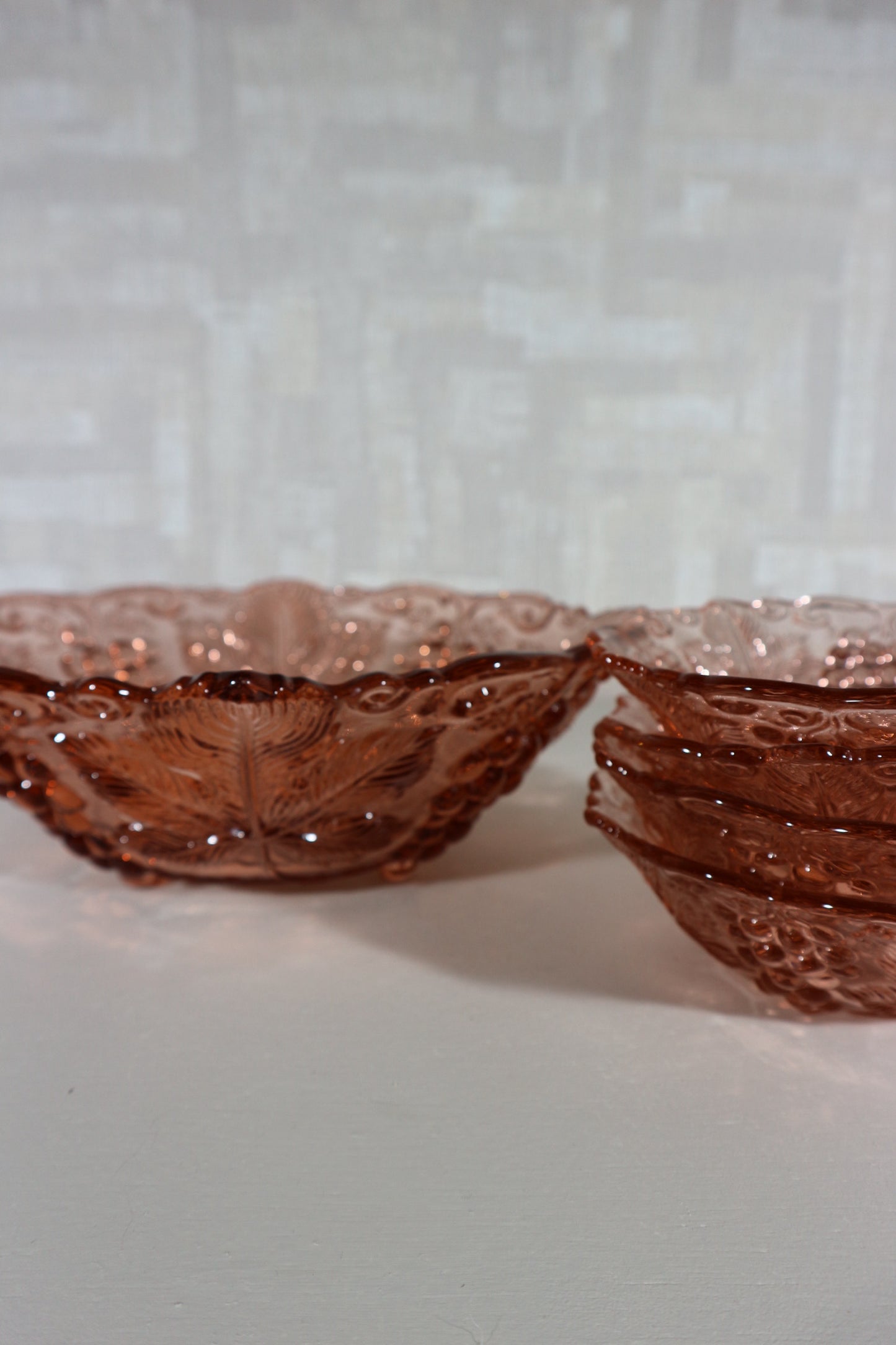 Schalen set persglas roze