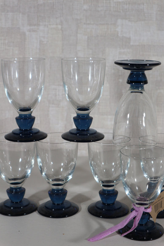 Borrelglaasjes blauw voetje