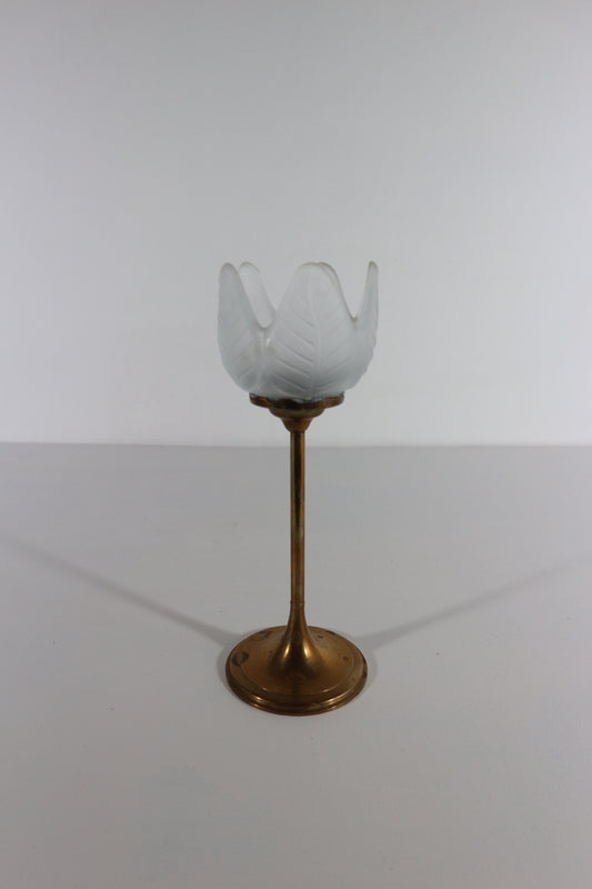Waxinelichthouder messing/glas