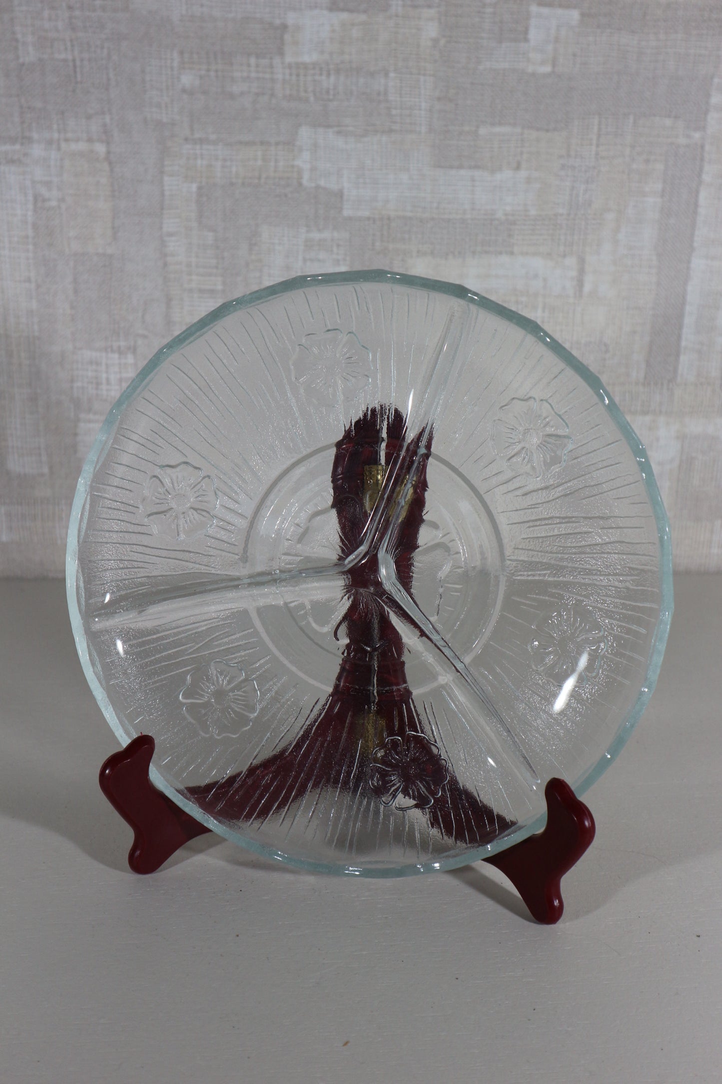 Drievaksschaal glas bloem