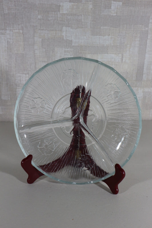 Drievaksschaal glas bloem