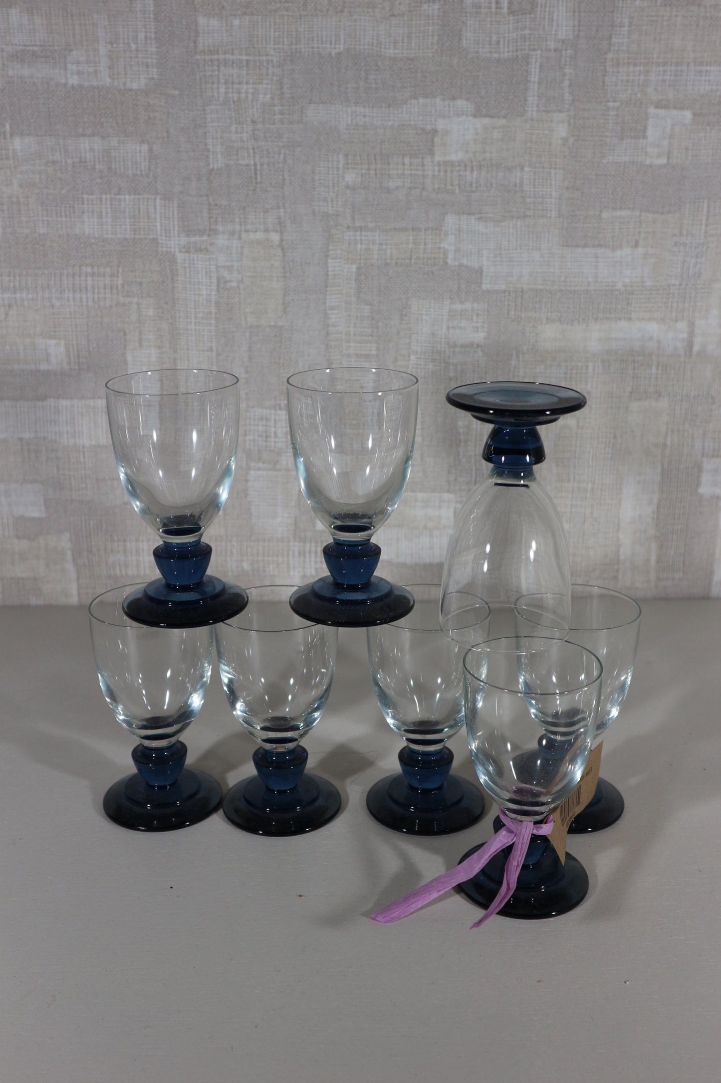 Borrelglaasjes blauw voetje