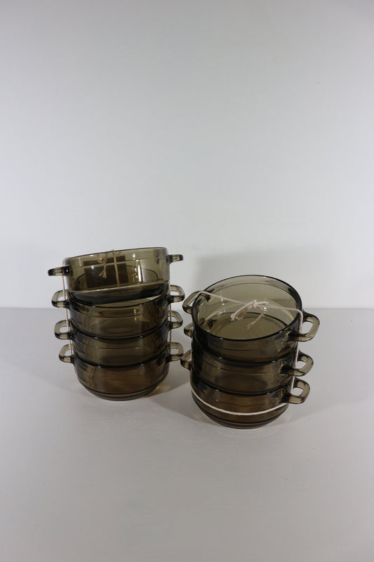 Soepkommen set rookglas