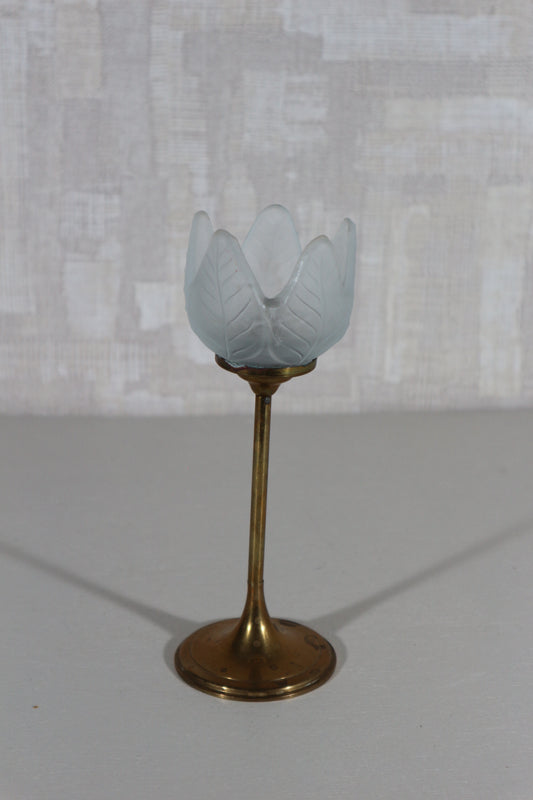 Waxinelichthouder messing/glas