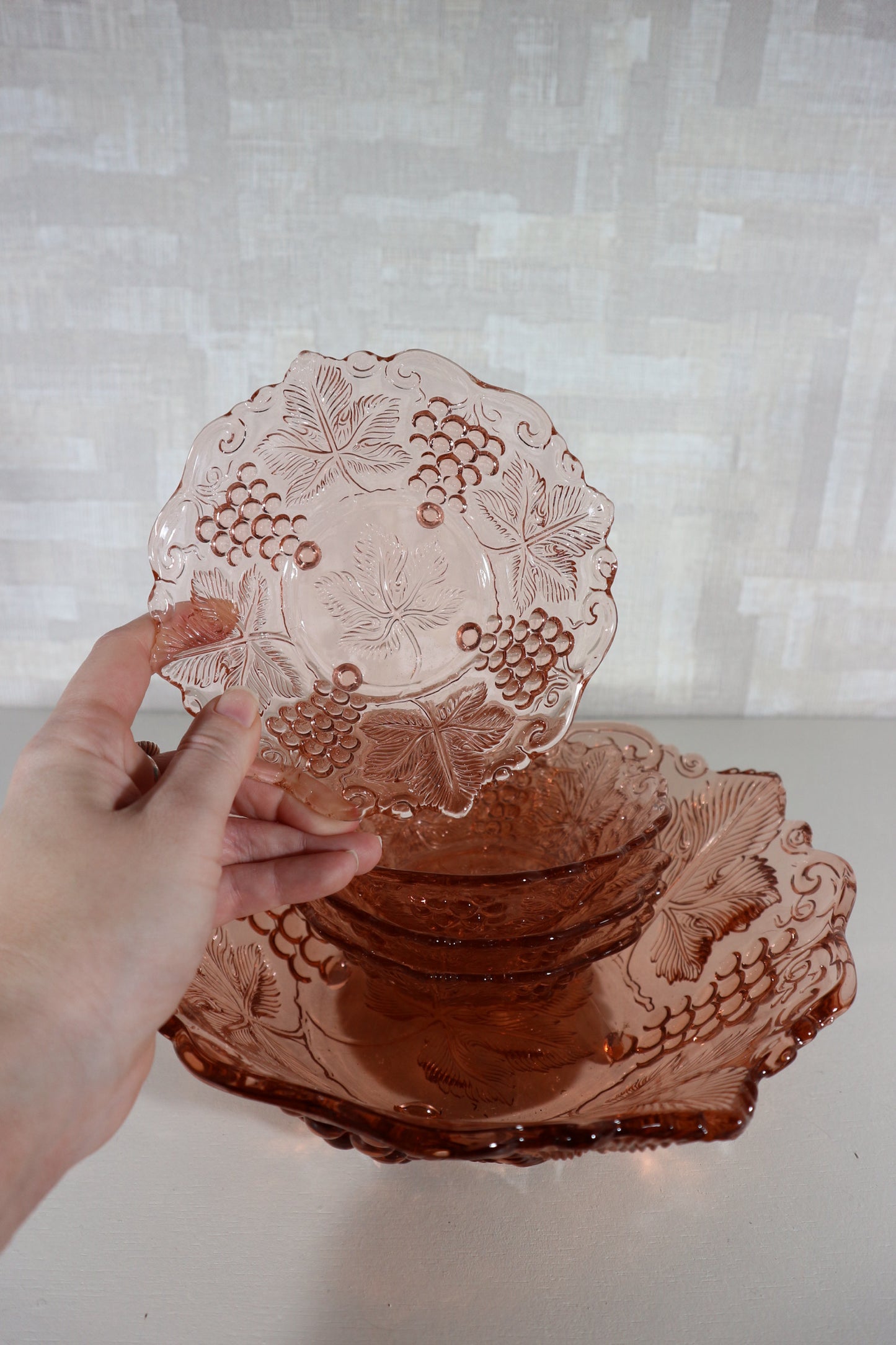 Schalen set persglas roze