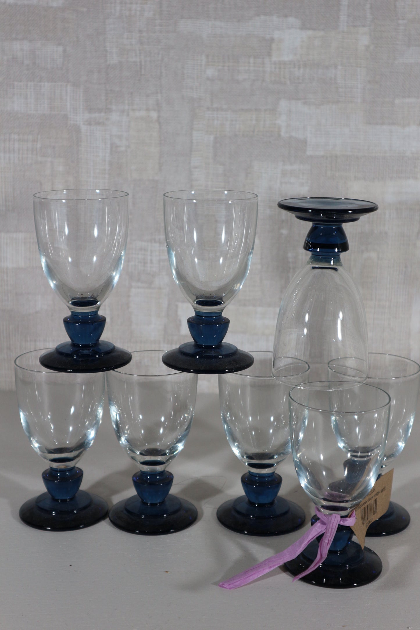 Borrelglaasjes blauw voetje